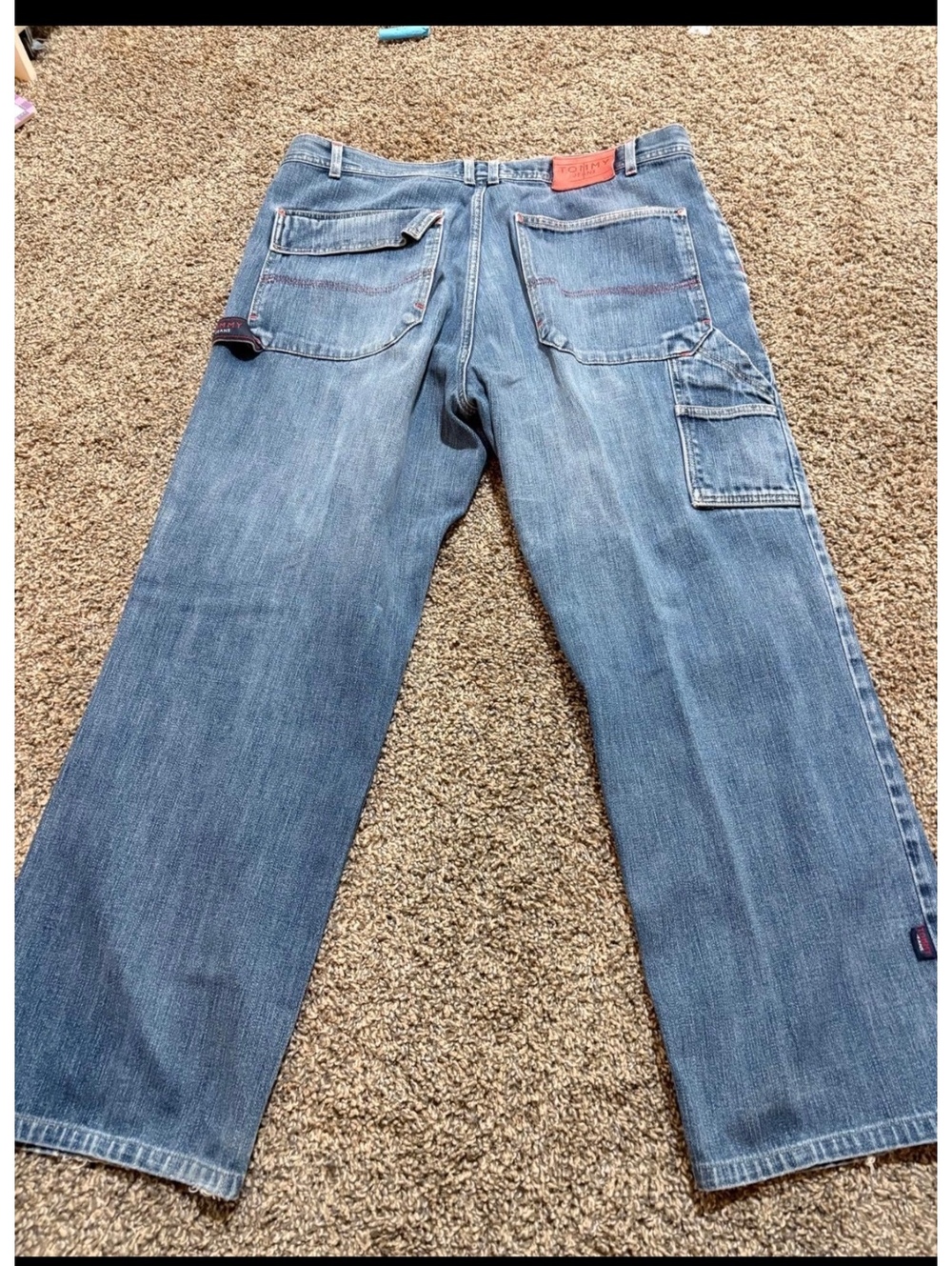 Vintage 90s Tommy Jeans Baggy Carpenter Denim Pants 40x32 Medium Wash